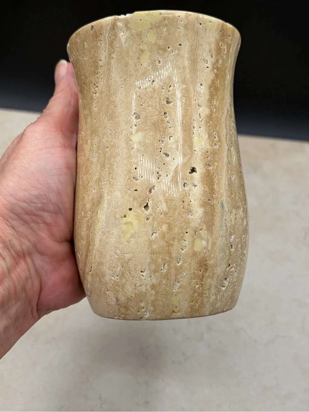 Roselli Trading Co Champagne Marble Tooth Brush Holder Roman Spa / Flower Frog